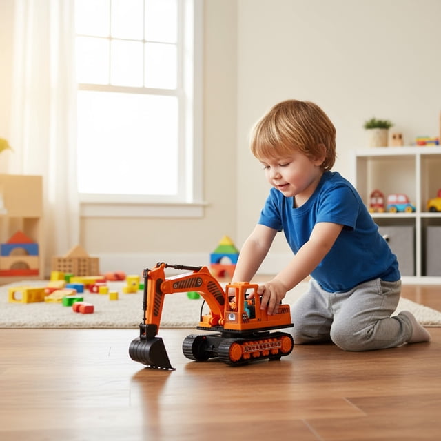 ToyKingdee Ride on Excavator, Licensed Caterpillar Excavator Digger w/Rotatable Digging Bucket, Driver’s Cab, Under-seat Storage, Construction Vehicles