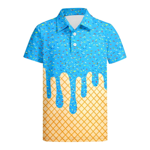 MIASHUI Chemise Classique à Col Boutonné pour Garçons, Tenue Décontractée d'Été avec Design Imprimé Glace Raffiné Multicolore, 11-12 Ans