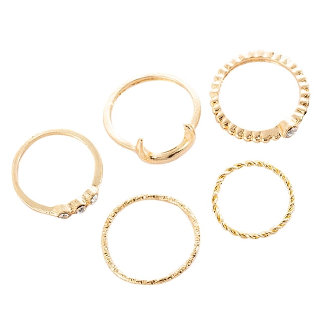 Minnieouse Juego de 5 anillos de cristal para dedo, estilo bohemio, luna, Midi, para mujer, breve regalo de joyería Ropa, zapatos y accesorios Miscelánea