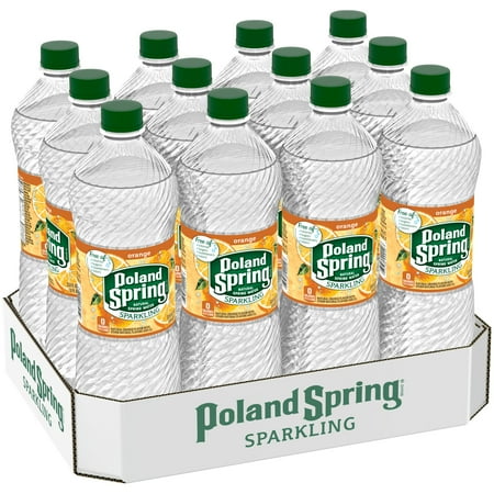 Poland Spring Sparkling Natural Orange Spring Water, 33.8 Fl. Oz., 12 Count - Walmart.com