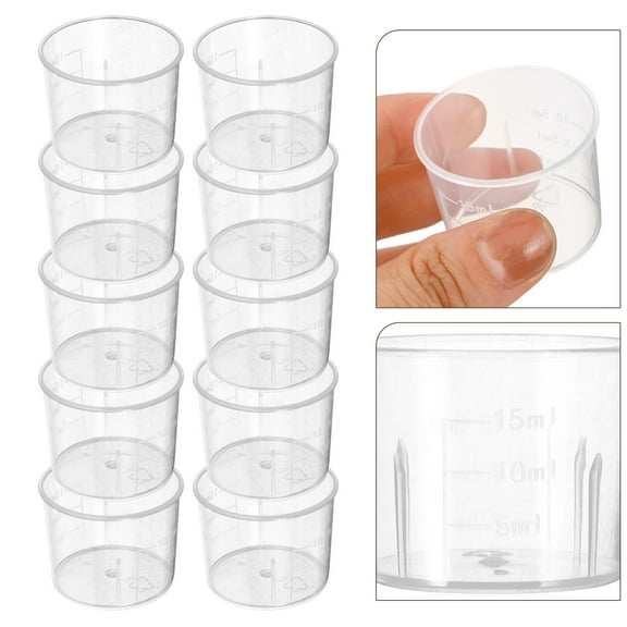 Masteelf 100pcs Laboratory Measure Cups Measuring Beakers Clear Beakers Chemistry Small Beakers (15ml)