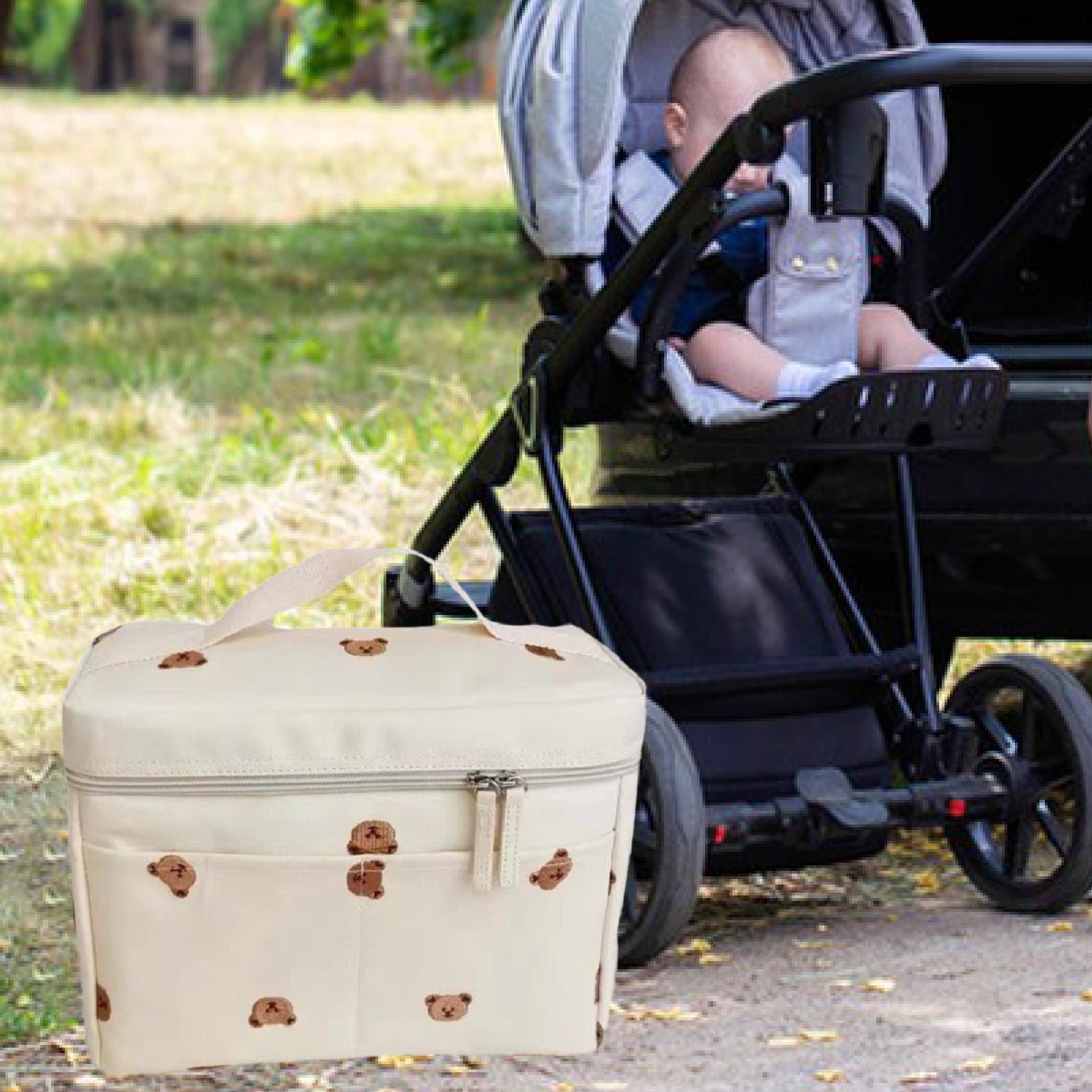 LeeQinersw Baby Diaper Bag Canvas Lightweight Portable Diaper Organizer Pouch Baby Stroller White