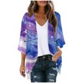 thumbnail image 2 of Up to 65% off Pitauce Women's Summer Chiffon Sheer Lightweight Cardigan Puff Sleeve Kimono Cardigan Open Front Casual Loose Swimsuit Coverup, 2 of 5