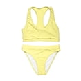 thumbnail image 4 of Minjewel Women's Backless Sports Bikini Two Piece Swimsuit,Solid Color Athletic Swimwear for Active Women with Open Back Design,Summer Beach,Yellow,S, 4 of 5