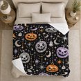 thumbnail image 5 of Sparkling Halloween Disco Pumpkin Pattern Festive Black Background, Festive Halloween Scene, Warm Flannel Blanket for Living Room and Family Room, Art Lovers Halloween Gift, Festive Home Decor, 5 of 9