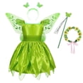 thumbnail image 1 of Disney TinkerBell Hada Elfos Disfraz para niñas Princesa Cosplay Tinker Bell Vestido con alas Niños Fiesta de cumpleaños de lujo Vestidos 6T (Etiqueta 130) Gao Jinjia LED, 1 of 2