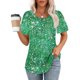 thumbnail image 2 of Tops de Ajuste Suelto para las Mujeres de Manga Corta Cuello Redondo Color Sólido, Estante de Imitación de Moda Casual, 2 of 6