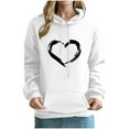 thumbnail image 2 of Sevevn Women's Printed Off Shoulder Sleeves Long Sleeved Top Hooded Sweatshirt White S Summer Savings, 2 of 4
