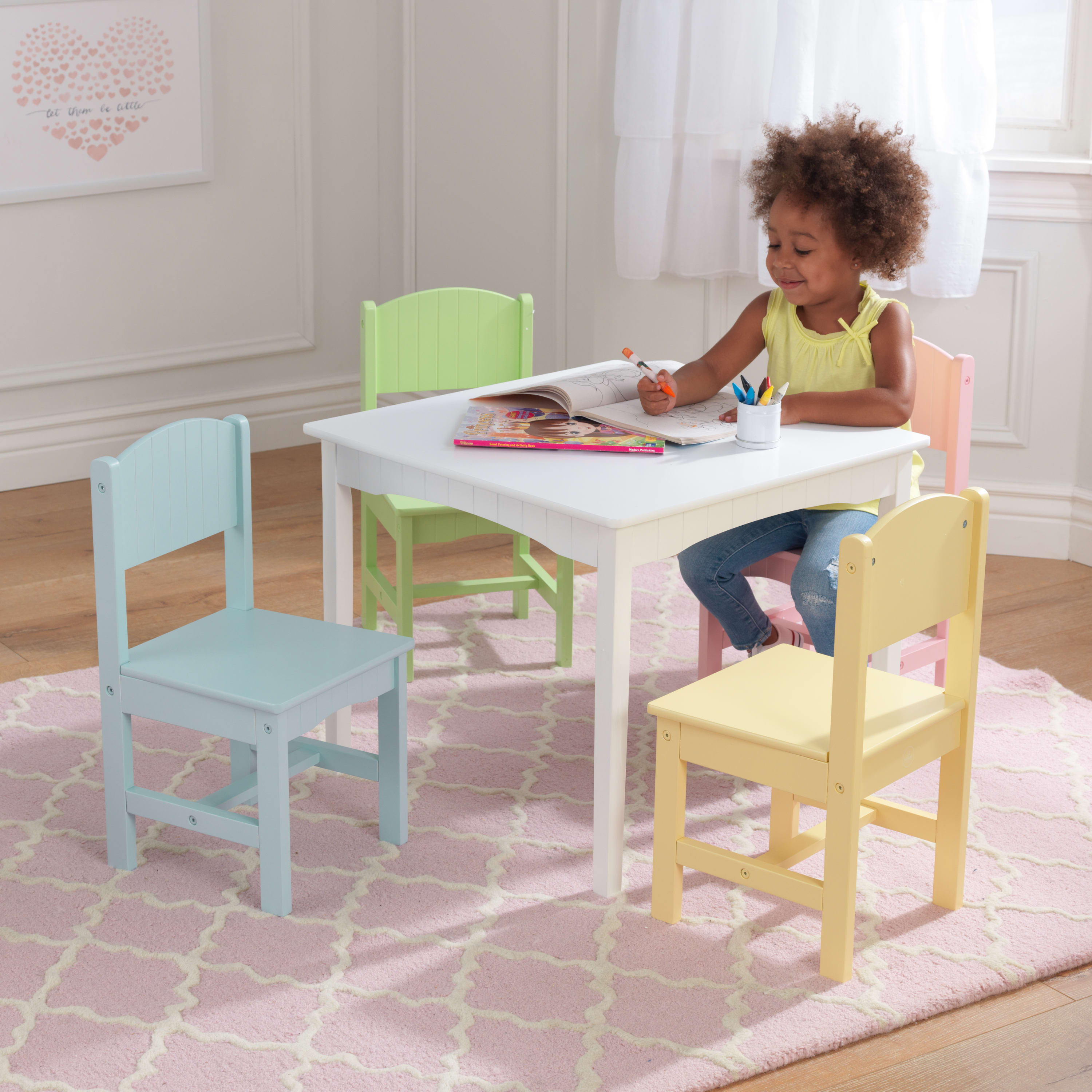 KidKraft Nantucket Children's Wooden Table & 4 Chair Set, Pastel Colors - image 2 of 9