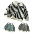 thumbnail image 4 of Ruyang Kids Boys Striped Shirts Toddler Baby Cute Long Sleeve Lapel T-Shirts Fall Winter Thermal Warm Athletic Tops, 4 of 4