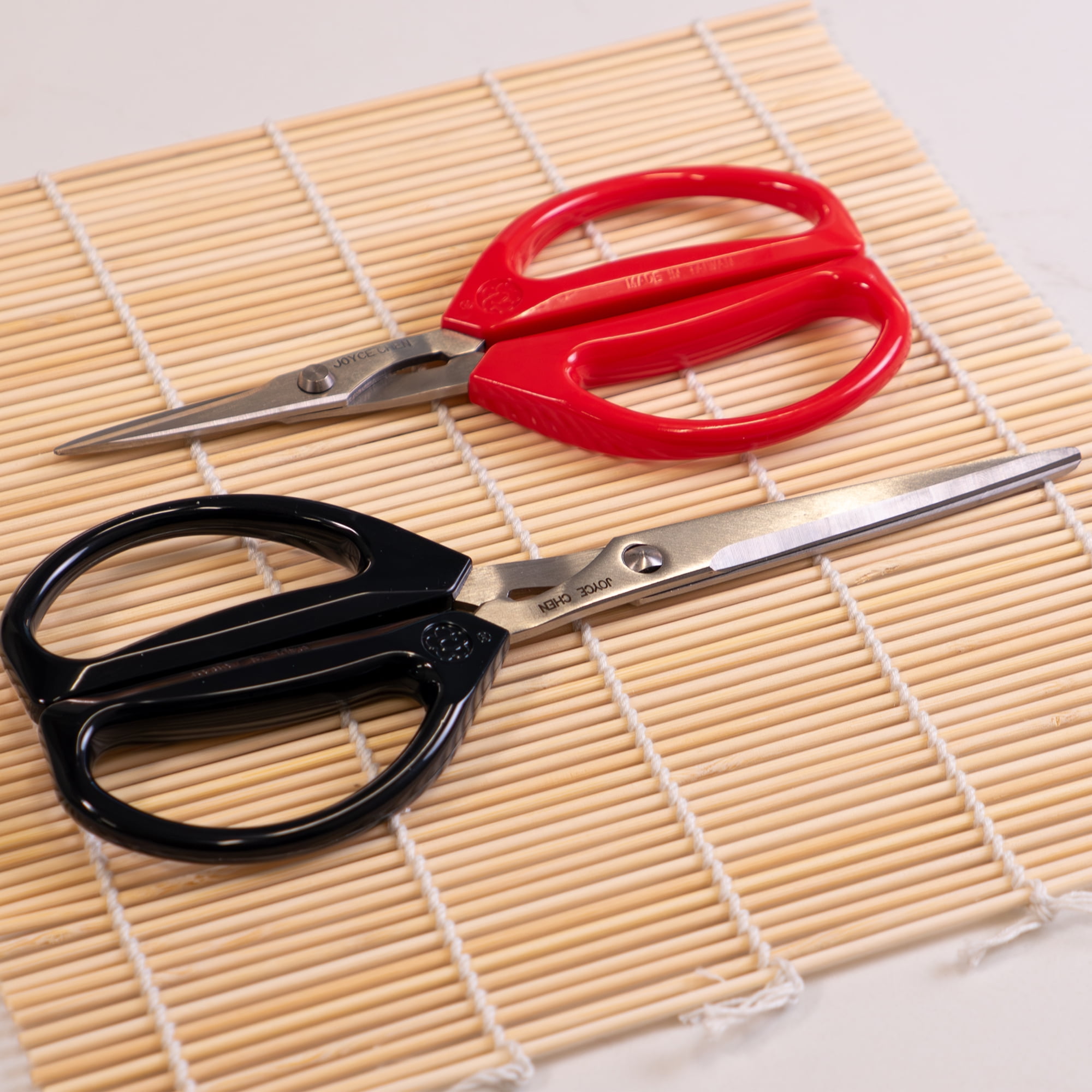 Joyce Chen Kitchen Shears 2-Pack - Includes 8-inch Deluxe and 6-inch Original Unlimited Kitchen Scissors, Dark Navy and Red Handles
