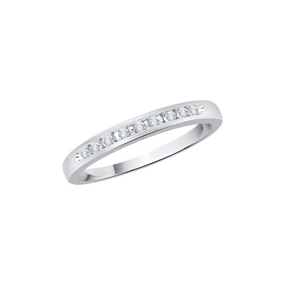 Channel Set Diamond Wedding Band in Sterling Silver (1/10 cttw, I-J, I1-I2) (Size-6.5)
