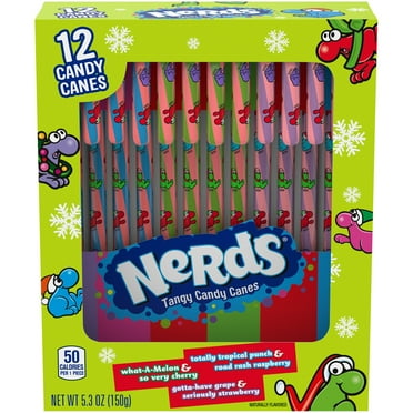 Nerds Holiday Candy Canes, Christmas Stocking Stuffers for Kids, 5.3 Oz, 12ct