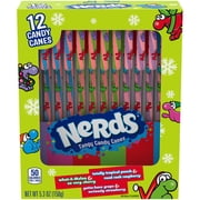 Nerds Holiday Candy Canes, Christmas Stocking Stuffers for Kids, 5.3 Oz, 12ct