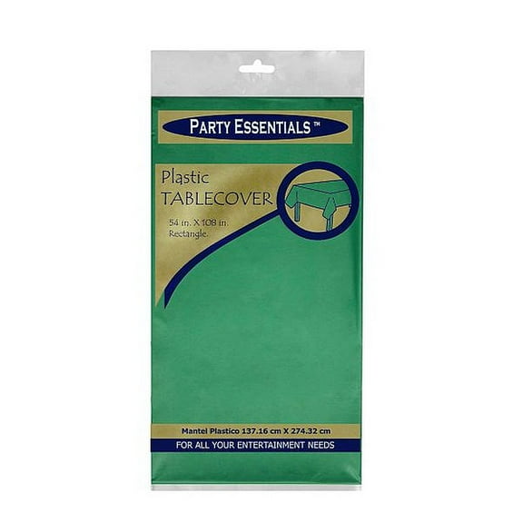1 - Party Essentials 54" X 108" Heavy Duty Rectangular Plastic Table Covers - Kelly Green