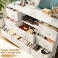 thumbnail image 5 of EnHomee 8 Drawers Dresser TV Stand with Outlet Wide Dresser&Chests of Drawers Fabric Dressers TV Console Storage Unit for Living Room, White, 5 of 7