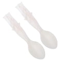 thumbnail image 1 of Beautiful Beige Shell Spoon Set for Home Use Compact Size 2 Pieces Kitchen Dessert Serving Spoons 2pcs, 1 of 5