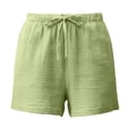 thumbnail image 6 of SGMVNU Women's Drawstring Shorts Elatic High Waist Loose Fit Casual Wide Leg Shorts Lightweight Summer Beach Linen Shorts with Pockets, Size M, Green, 6 of 7