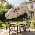 thumbnail image 2 of Outsunny Parasol de Marché Rond 9 Pieds x 9 Pieds avec Cantonnière, Parasol de Patio, Kaki, 2 of 10