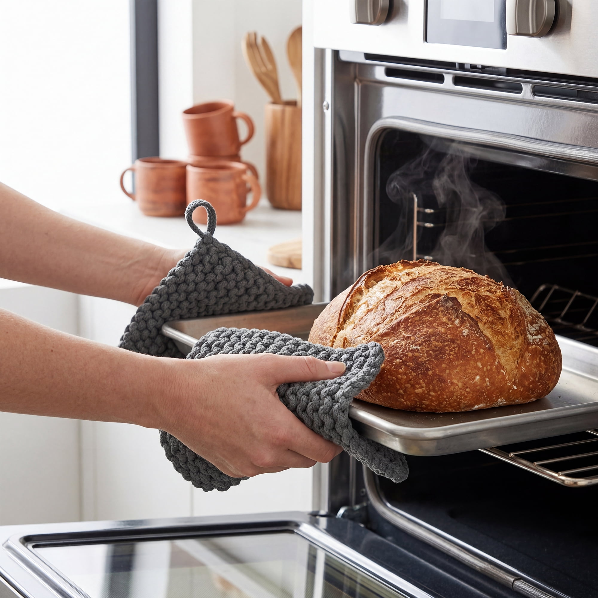 Unique Bargains Pot Holders Heat Resistant Non Slip Hot Pads Dark Gray 7.5*7.5in