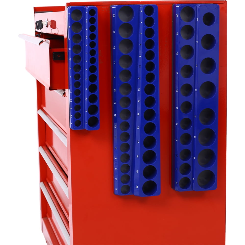 3 Piece Magnetic Socket Organizer Set, 1/2", 1/4" and 3/8" Socket Holder Kit, Attaches to Steel Box / Tool