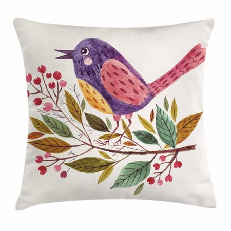 Birds Throw Pillow Cushion Cover Inspirational Spring Themed