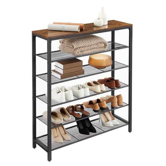 6-Tier Shoe Rack 24-30 Pairs of Shoes Shelf Storage Organizer for Closet Shoe Rack Organizer with 5 Metal Mesh Shelves