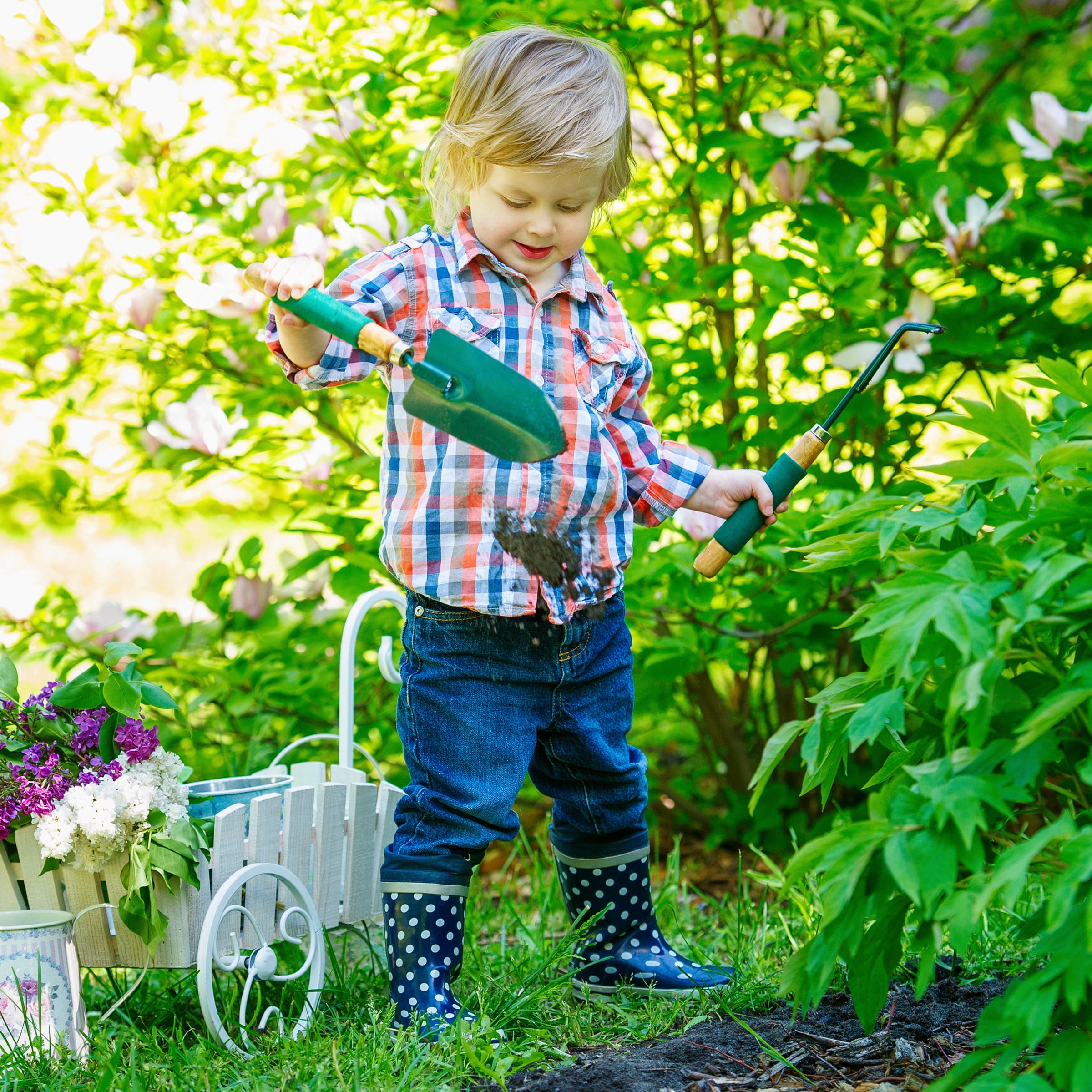 Kid's Garden Tool Set with Child Safe Mini Tools by Hey! Play!