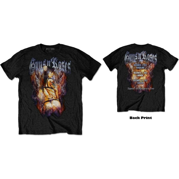 Men's Guns N Roses Torso (Back Print) Slim Fit T-shirt Small Black