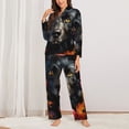 thumbnail image 2 of Saiise Colorful Floral Black Dog Print Women Soft Pajama Sets,Long Sleeve Sleepwear Button Up 2-Piece Pjs Lounge Sets-Large, 2 of 7