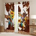 thumbnail image 2 of Erosebridal Brown Cowhide Curtains & Drapes,Sugar Skull Curtains Boho Sunflower Watercolor Feather Blackout Curtains,Flowers Butterfly Bull Cattle Cow Print Skeleton Western Decor, 2 of 6