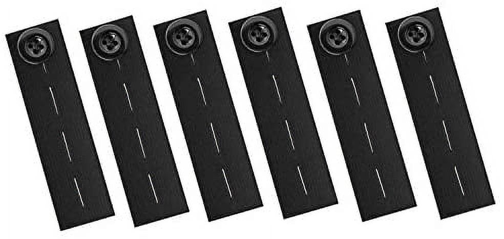 Elastic Button Extender for Pants, Adjustable Waistband Expander for Men and Women Jeans Adjuster by Mandala Crafts Pack of 6 3.5 Inches Long Black