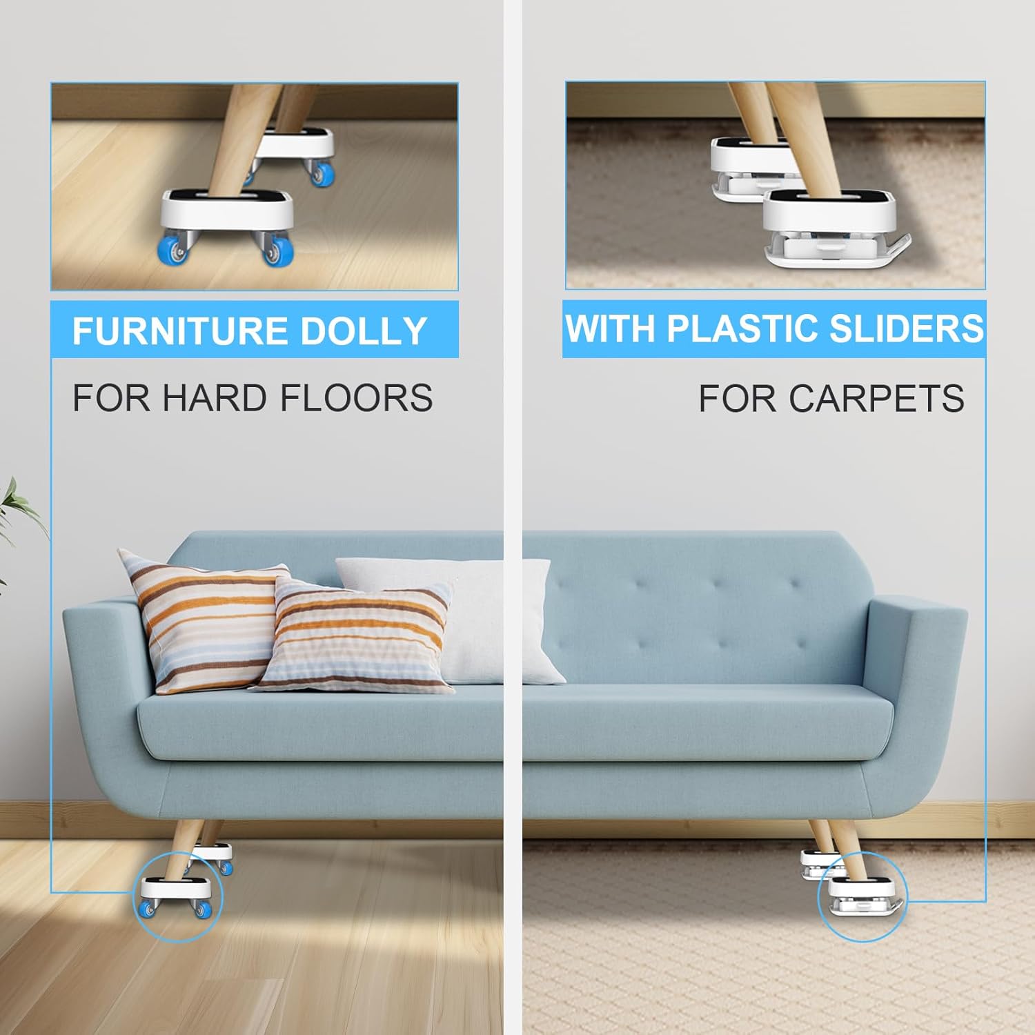 New Upgrade Furniture Sliders, Furniture Movers with Wheels, Furniture Lift Mover Tool Set with 360 °   Rotatable Wheels, Furniture Dolly for Moving Heavy Duty Sofa, Bed, Load Capacity Up to 750lb