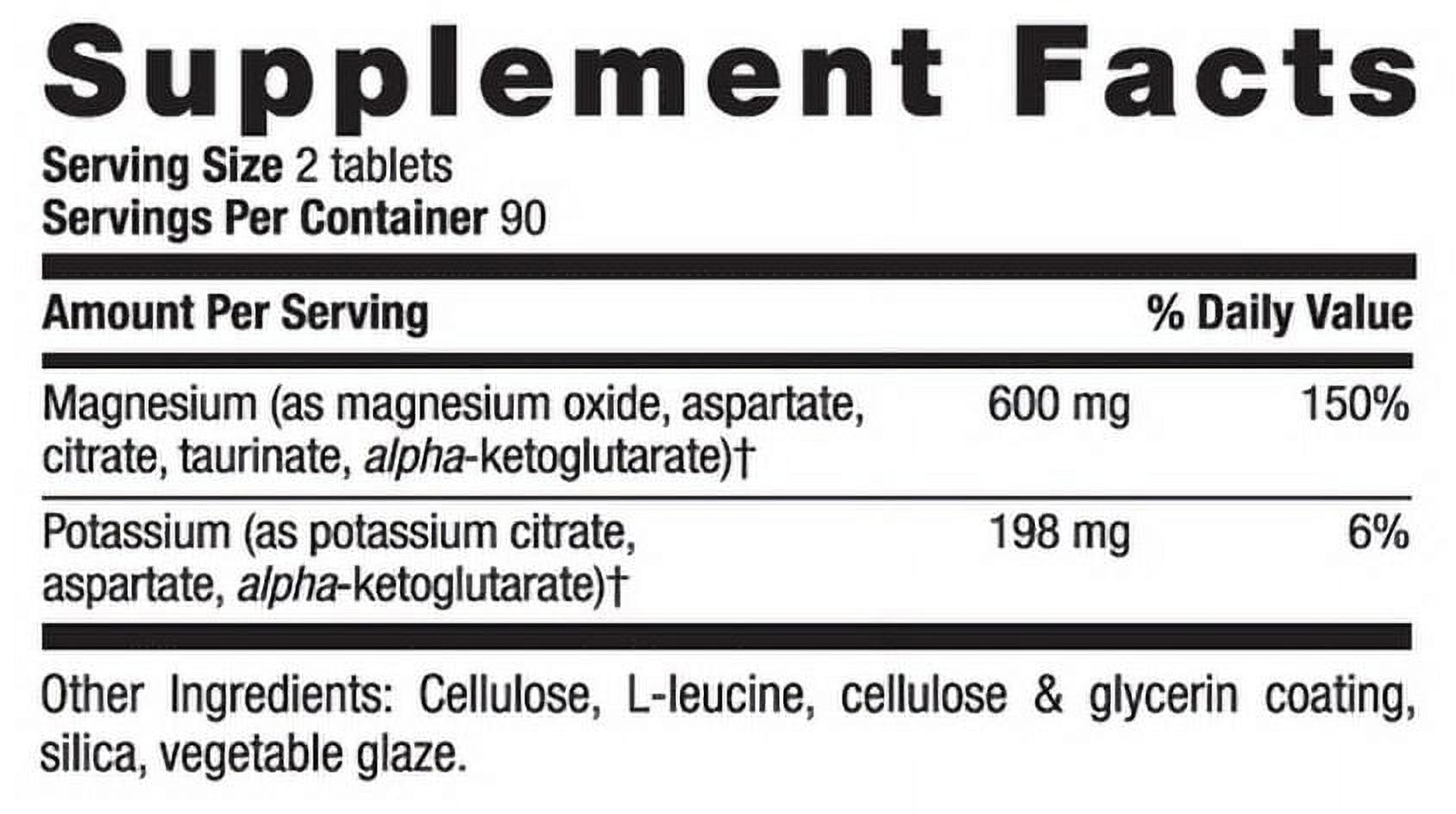 Country Life Target-Mins Magnesium Potassium Aspartate, 600mg/198mg, 180 Tablets, Certified Gluten Free, Certified Vegan