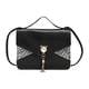 thumbnail image 1 of Bolsos de hombro con solapa para mujer, bolso de mano con correa ajustable, elegantes bolsos con borlas y cierre. negro, 1 of 9