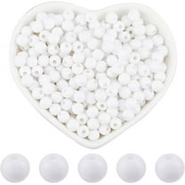 1000Pcs 6MM White Round Beads Smooth Acrylic Pearl Beads Pastel Spacer Plastic Bead Gumball Chunky Craft Loose Beads for Jewelry Making Supplies DIY Bracelets Necklaces Earrings Crafts