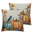 thumbnail image 2 of Fall Pillows Fall Throw Pillow Covers Blue Watercolor Pumpkin Outdoor Fall Pillowcase Patio Porch Pillows Case for Outdoor Fall Autumn Decor, 2 of 8