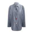 thumbnail image 3 of DuoJiaJ Classic Women's Long Sleeve Solid Button Up Shirt For Everyday Wear Perfectly Pairs With Jeans For A Timeless Women's Blouses Gray M, 3 of 4