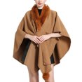 thumbnail image 7 of AUNVITO Women's Winter Poncho Faux Fur Collar Knit Elegant and Warm Winter Style, 7 of 7