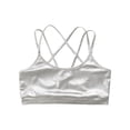 thumbnail image 4 of inhzoy Kids Girls Metallic Cross Back Dance Crop Top Spaghetti Strap Cami Gymnastics Skating Athletic Sports Bra Silver 12, 4 of 6