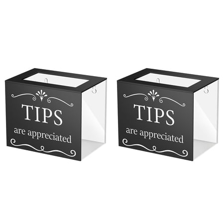 2X Tip Jars for Money Acrylic Tip Cash Box Donation Tip Bucket 6x4x5 Inch Container Suggestion Box Raffle Cash Box