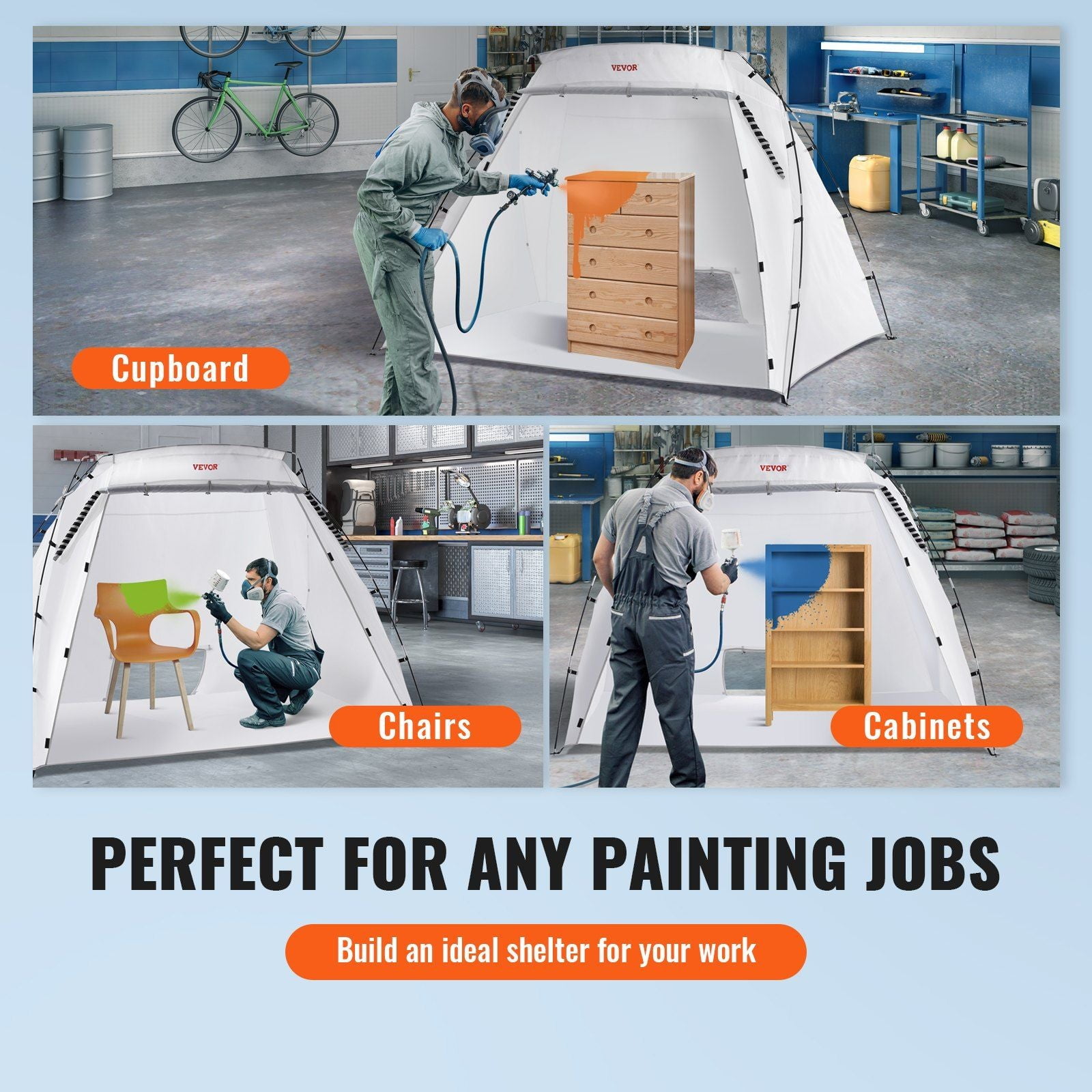 Portable Paint Booth  Larger Spray Paint Tent with Built-in Floor & Mesh Screen  Painting Tent Station for  DIY Hobby Tool  7.5x5.2x5.2ft Spray Paint Shelter