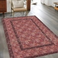 thumbnail image 2 of Bohemian Area Rugs 3x5 ft Dark Red Vintage Flowers Texture Traditional Ethnic Washable Rug Non Slip Indoor Carpet Absorbent Floor Mat for Living Room Bedroom Dining Room, 2 of 9