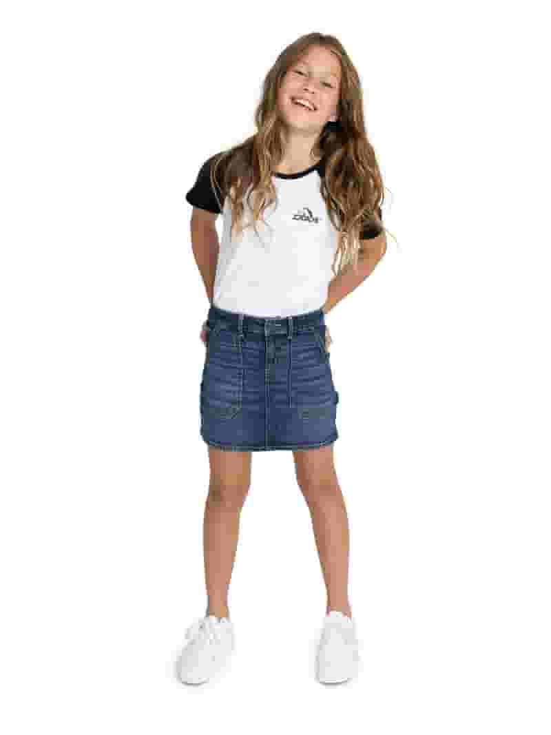 【Anyone more】Carpenter stitched denim mini skirts Jordache Girls Carpenter Denim Mini Skirt - Stretchy Fabric