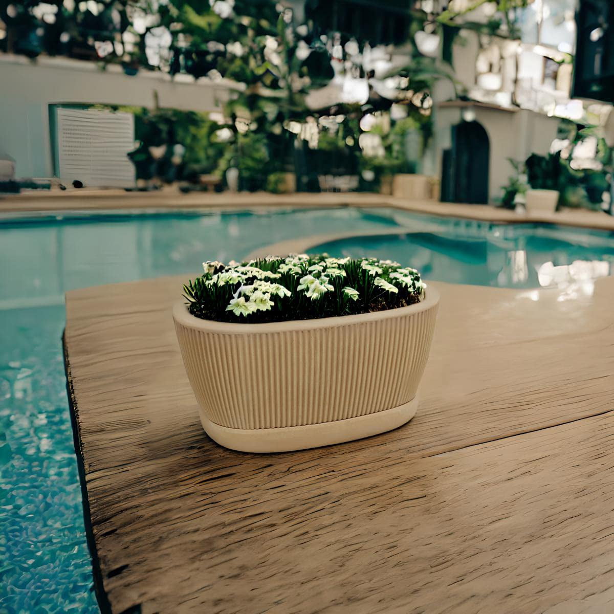 Ecobo 9.1 inches wide Eco-Friendly Oval Planter Box, Garoa Indoor/Outdoor use, Durable & Versatile, Designed by Brazilian Artisans, Contemporary All-Weather Design – Orange