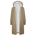 thumbnail image 2 of Chaquetas y abrigos casuales de manga larga con capucha para mujer, chaqueta de color liso, gruesa, de forro polar, informal, de invierno, con cremallera, manga larga, bolsillo, con capucha, suéter la, 2 of 6
