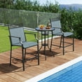 thumbnail image 2 of Costway Outdoor Counter Stools Set of 2 with Footrest & Armrests Metal Frame for Backyard Blue, 2 of 8