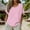 Pink, variant on Cotton Linen Tops for Women Short Sleeve Tunic Blouse Crew Neck Tops Trendy Cute Plaid Shirts Yellow