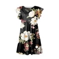 thumbnail image 4 of SMihono Robe d'Été Grande Taille pour Femmes 2023 Mode Vacances d'Été Imprimée Col Rond Manches Courtes Fête Plage Robe Ample, 4 of 9