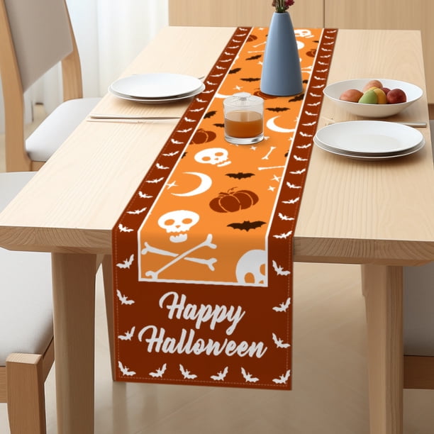 4 piezas de camino de mesa de murciélago de Halloween, Halloween Murciélago negro Decoración de mesa de comedor de cocina de vacaciones para decoración de fiesta en el hogar